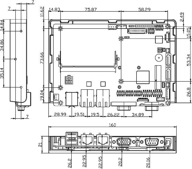 WAFER-OT-Z670/Z650 Dimensions